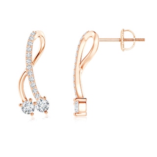 2.8mm GVS2 Two Stone Diamond Ribbon Earrings in Rose Gold