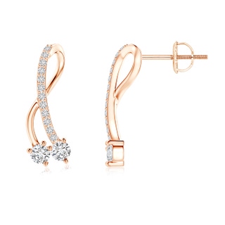 2.8mm HSI2 Two Stone Diamond Ribbon Earrings in 9K Rose Gold