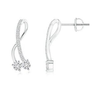 2.8mm HSI2 Two Stone Diamond Ribbon Earrings in White Gold