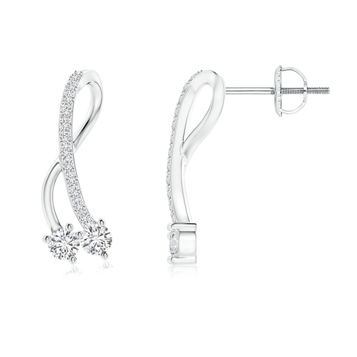 2.8mm HSI2 Two Stone Diamond Ribbon Earrings in White Gold 