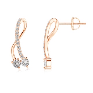 2.8mm IJI1I2 Two Stone Diamond Ribbon Earrings in 9K Rose Gold