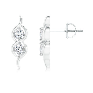 2.8mm GVS2 Two Stone Diamond Infinity Swirl Stud Earrings in White Gold