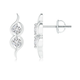 2.8mm HSI2 Two Stone Diamond Infinity Swirl Stud Earrings in White Gold