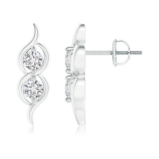 3.2mm HSI2 Two Stone Diamond Infinity Swirl Stud Earrings in P950 Platinum
