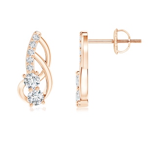 2.5mm GVS2 Prong-Set Double Diamond Loop Earrings in 9K Rose Gold