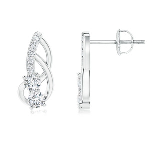 2.5mm GVS2 Prong-Set Double Diamond Loop Earrings in P950 Platinum