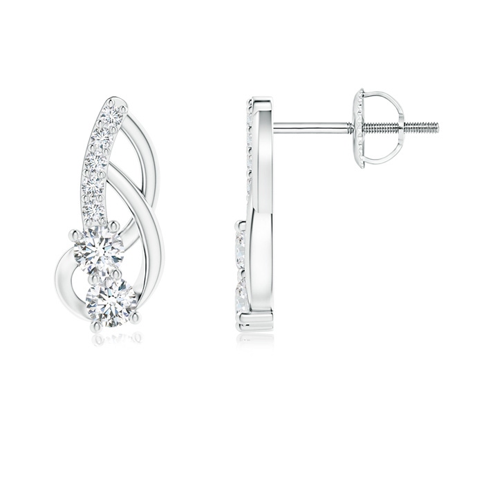 2.5mm GVS2 Prong-Set Double Diamond Loop Earrings in P950 Platinum 