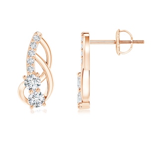 2.5mm GVS2 Prong-Set Double Diamond Loop Earrings in Rose Gold