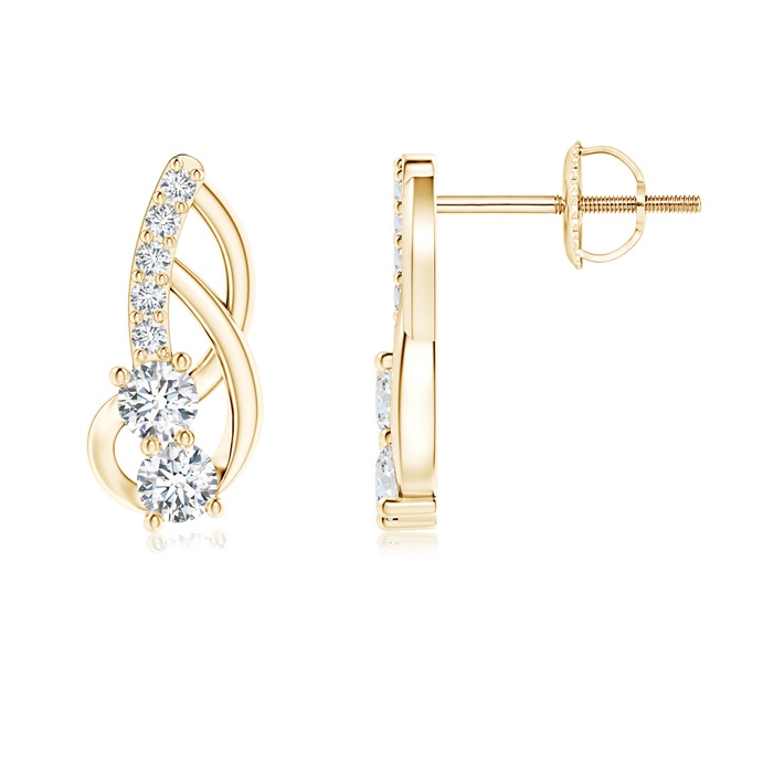 2.5mm GVS2 Prong-Set Double Diamond Loop Earrings in Yellow Gold 