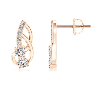 2.5mm IJI1I2 Prong-Set Double Diamond Loop Earrings in 10K Rose Gold