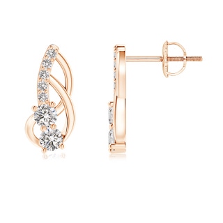 2.5mm IJI1I2 Prong-Set Double Diamond Loop Earrings in 9K Rose Gold
