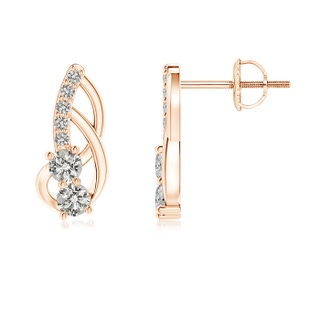 2.5mm KI3 Prong-Set Double Diamond Loop Earrings in Rose Gold