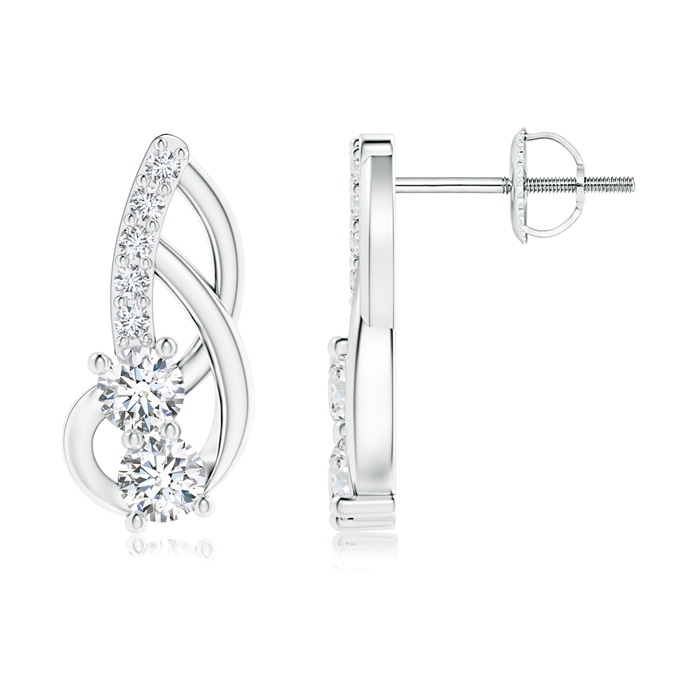 3mm GVS2 Prong-Set Double Diamond Loop Earrings in P950 Platinum