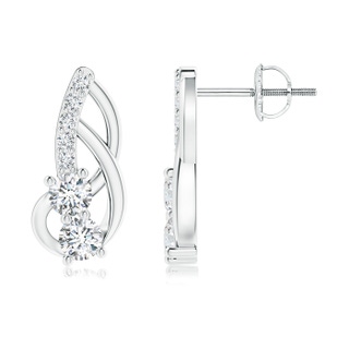 3mm GVS2 Prong-Set Double Diamond Loop Earrings in P950 Platinum