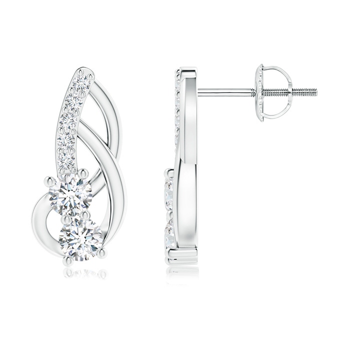 3mm GVS2 Prong-Set Double Diamond Loop Earrings in White Gold 
