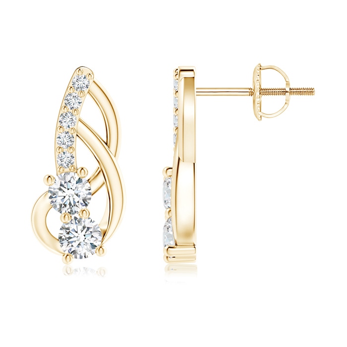 3mm GVS2 Prong-Set Double Diamond Loop Earrings in Yellow Gold 