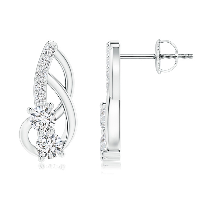 3mm HSI2 Prong-Set Double Diamond Loop Earrings in P950 Platinum