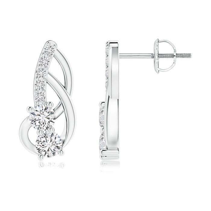 3mm HSI2 Prong-Set Double Diamond Loop Earrings in P950 Platinum 