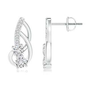 3mm HSI2 Prong-Set Double Diamond Loop Earrings in White Gold