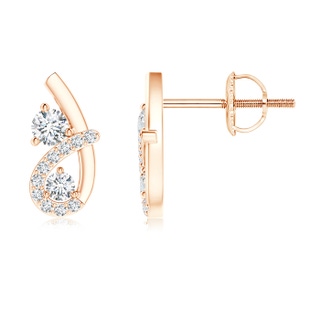 2.8mm GVS2 Two Stone Diamond Twist Loop Earrings in Rose Gold