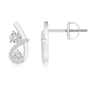 2.8mm HSI2 Two Stone Diamond Twist Loop Earrings in White Gold