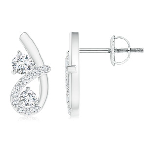 3.2mm GVS2 Two Stone Diamond Twist Loop Earrings in P950 Platinum