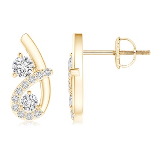 3.2mm HSI2 Two Stone Diamond Twist Loop Earrings in Yellow Gold