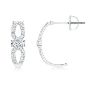 2mm GVS2 Two Stone Diamond J Hoop Earrings with Pear Motif in White Gold