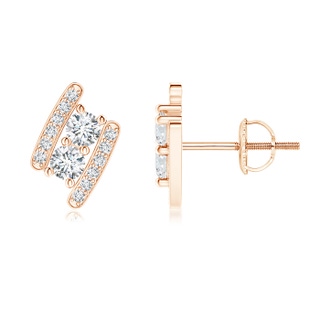 2.8mm GVS2 Classic Double Diamond Bypass Earrings in Rose Gold