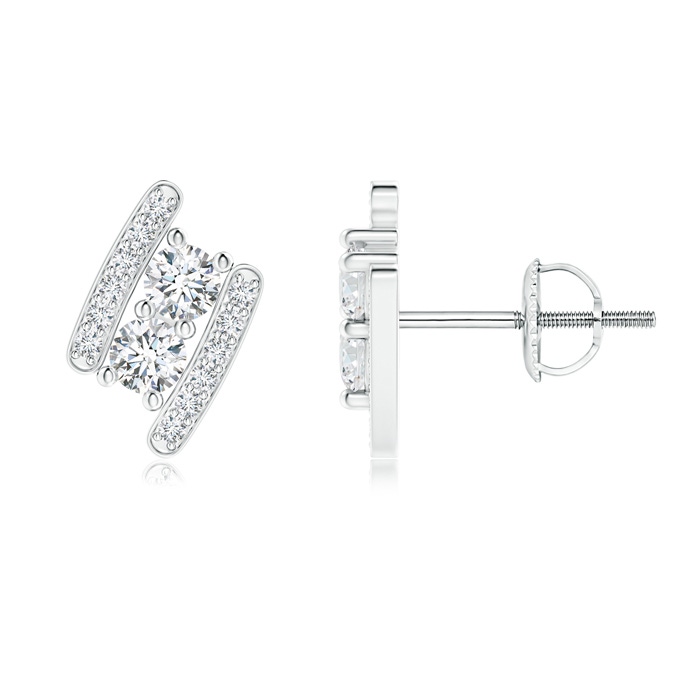 2.8mm GVS2 Classic Double Diamond Bypass Earrings in White Gold