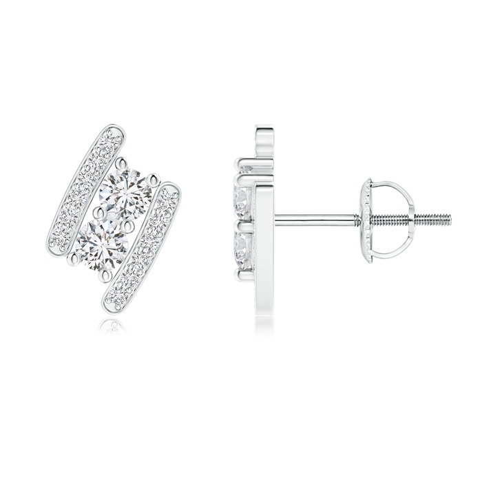 2.8mm HSI2 Classic Double Diamond Bypass Earrings in White Gold