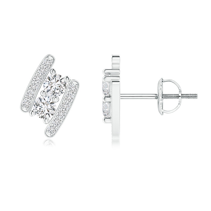 2.8mm HSI2 Classic Double Diamond Bypass Earrings in White Gold 