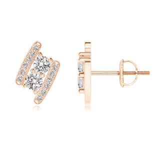 2.8mm IJI1I2 Classic Double Diamond Bypass Earrings in 9K Rose Gold