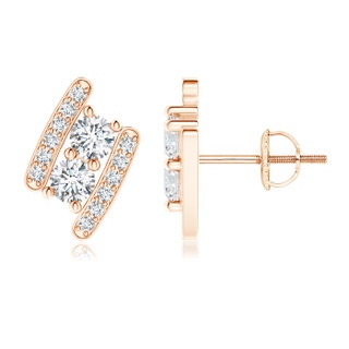 3.3mm GVS2 Classic Double Diamond Bypass Earrings in Rose Gold