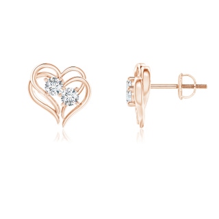 2.8mm GVS2 Entwined Heart Two Stone Diamond Stud Earrings in 10K Rose Gold