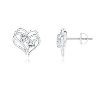 2.8mm GVS2 Entwined Heart Two Stone Diamond Stud Earrings in P950 Platinum