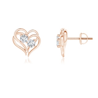 2.8mm GVS2 Entwined Heart Two Stone Diamond Stud Earrings in Rose Gold