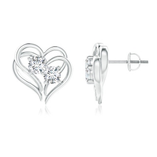 3.75mm GVS2 Entwined Heart Two Stone Diamond Stud Earrings in P950 Platinum