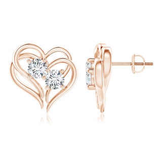 4.1mm GVS2 Entwined Heart Two Stone Diamond Stud Earrings in Rose Gold