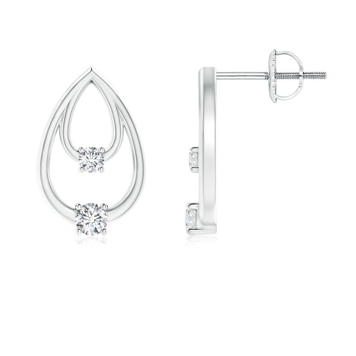 Classic Two Stone Natural Diamond Open Teardrop Earrings