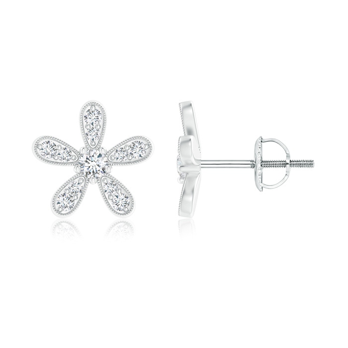1.8mm GVS2 Diamond Daisy Flower Stud Earrings in P950 Platinum