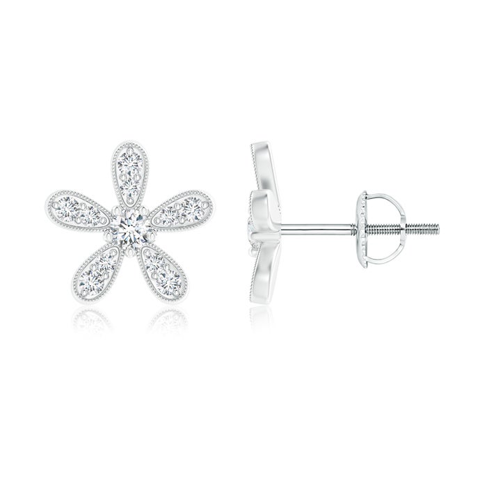 Natural Diamond Daisy Flower Stud Earrings