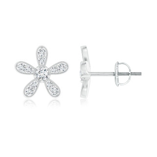 1.8mm GVS2 Diamond Daisy Flower Stud Earrings in White Gold