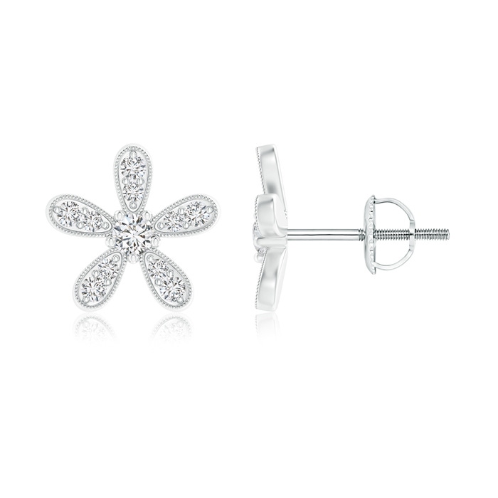 1.8mm HSI2 Diamond Daisy Flower Stud Earrings in P950 Platinum 