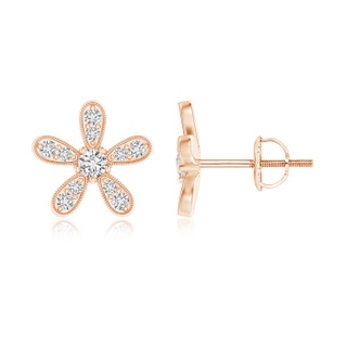 1.8mm HSI2 Diamond Daisy Flower Stud Earrings in Rose Gold
