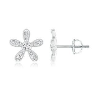 1.8mm HSI2 Diamond Daisy Flower Stud Earrings in White Gold