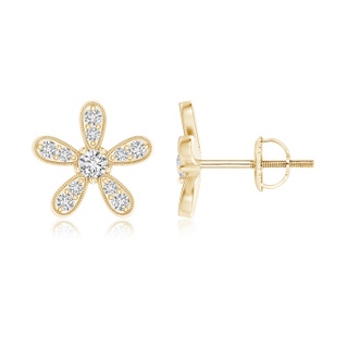 1.8mm HSI2 Diamond Daisy Flower Stud Earrings in Yellow Gold