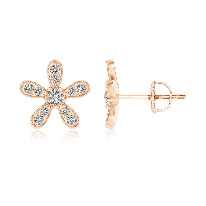 1.8mm KI3 Diamond Daisy Flower Stud Earrings in 9K Rose Gold 