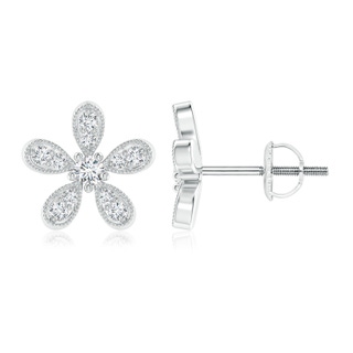 2.1mm GVS2 Diamond Daisy Flower Stud Earrings in P950 Platinum