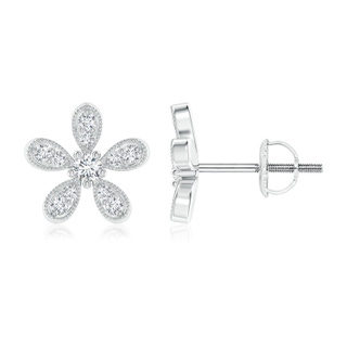 2mm GVS2 Diamond Daisy Flower Stud Earrings in P950 Platinum